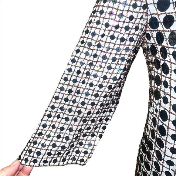 French connection dress sequined sheath three-quarter sleeve Zip back lined - Picture 4 of 9